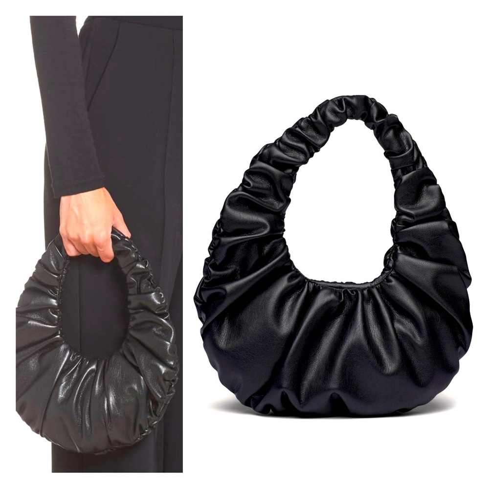 ZARA SATIN BLACK PURSE NWT